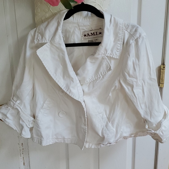 A.M.I. White Dbl Breated Cape Coat M.    DR - Picture 1 of 5